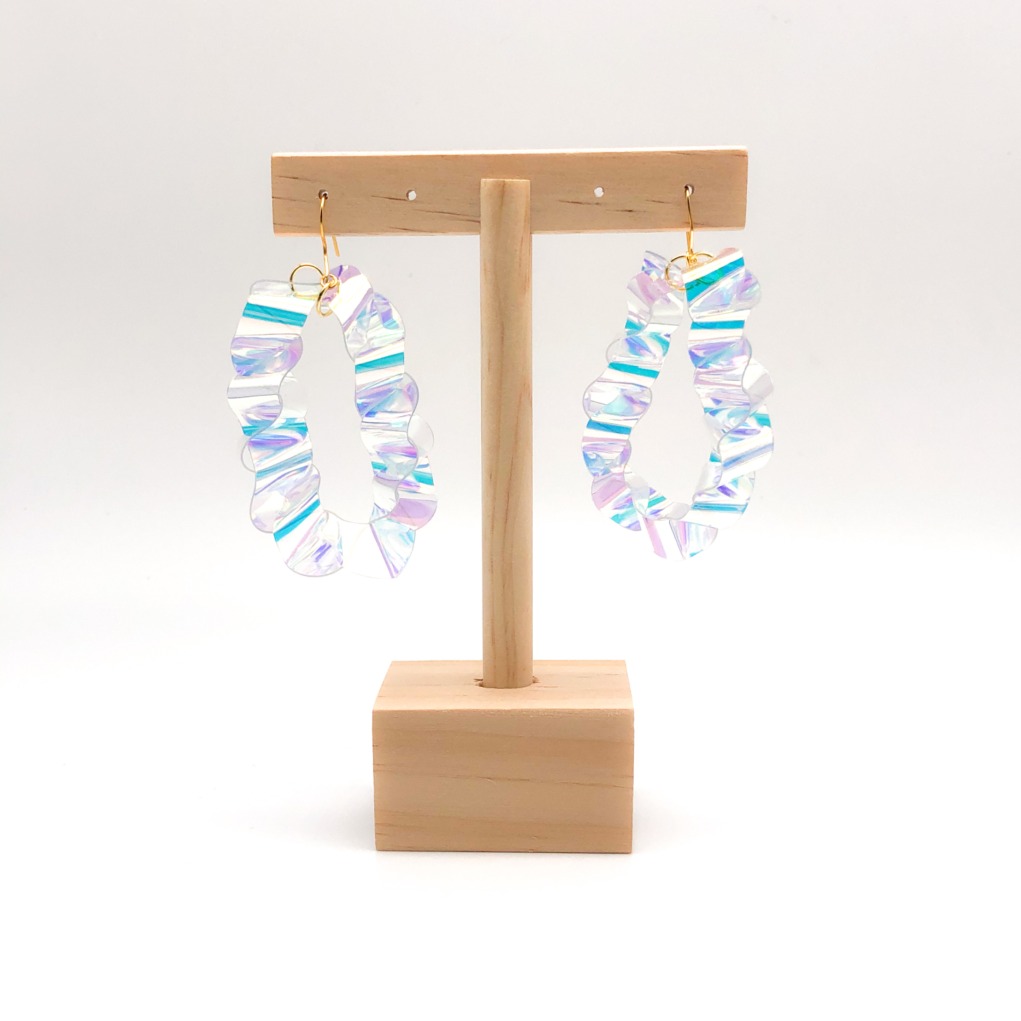 Iridescent Pleated Hoops