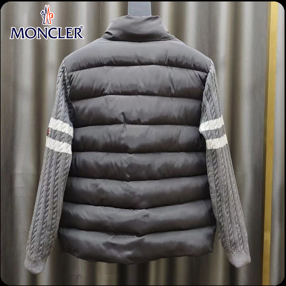 Moncler Padded Wool Zip-Up Cardigan Black/Dark Gray モンクレール パッド入りウール ジップアップ カーディガン ブラック/ダークグレー