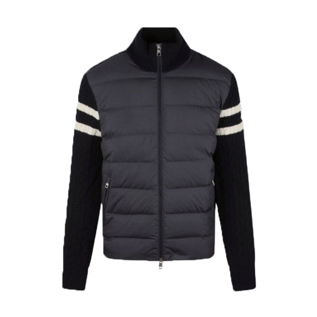 Moncler Padded Wool Zip-Up Cardigan Black/Dark Gray モンクレール パッド入りウール ジップアップ カーディガン ブラック/ダークグレー