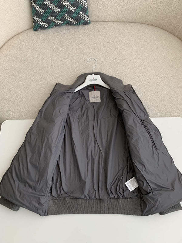 Moncler Padded Wool Zip-Up Cardigan Black/Dark Gray モンクレール パッド入りウール ジップアップ カーディガン ブラック/ダークグレー