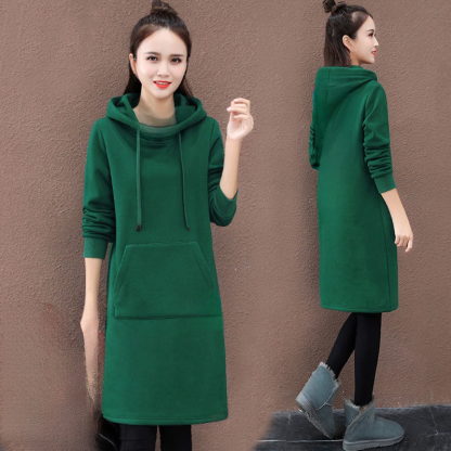 เสื้อฮู้ดผู้หญิงตัวยาวบุขนด้านใน