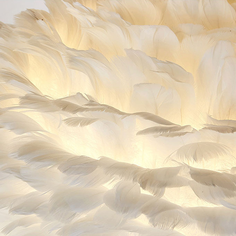 โคมไฟตั้งโต๊ะตกแต่งขนนก LED