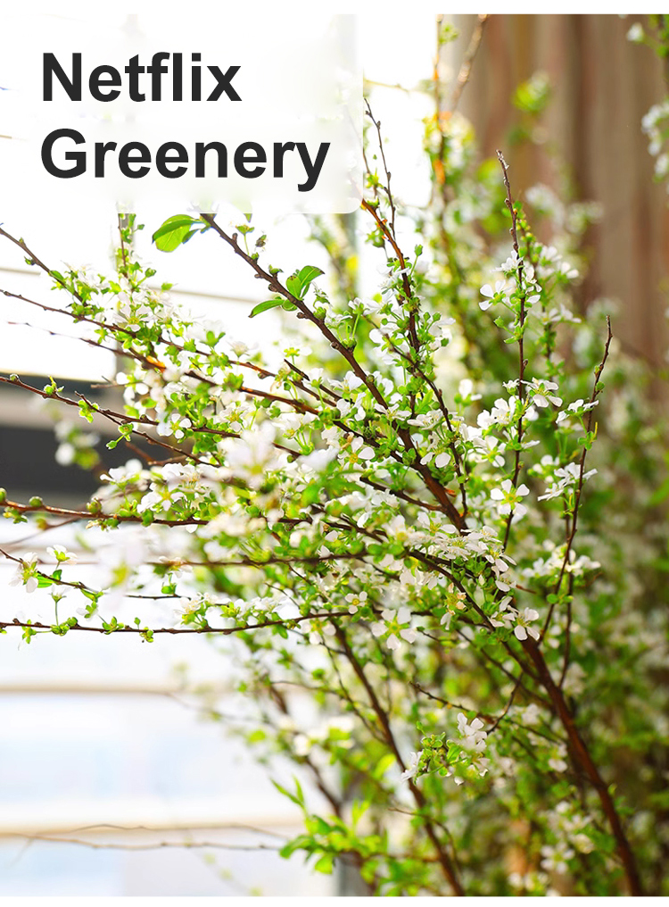 Modern interior with snow willow artificial flowers