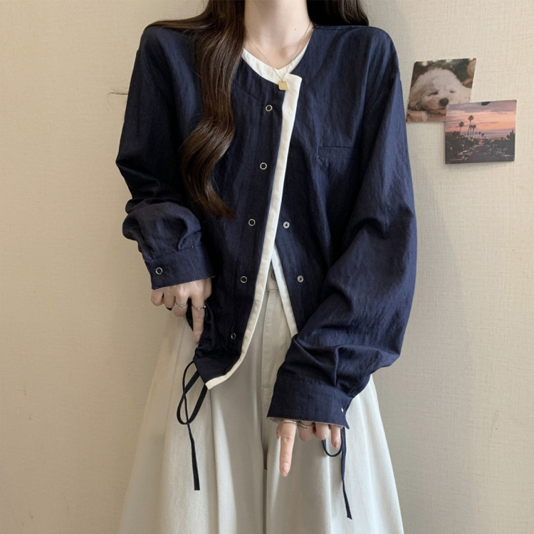 เสื้อแจ็คเก็ตคาร์ดิแกนแฟชั่นสองชิ้นปลอม