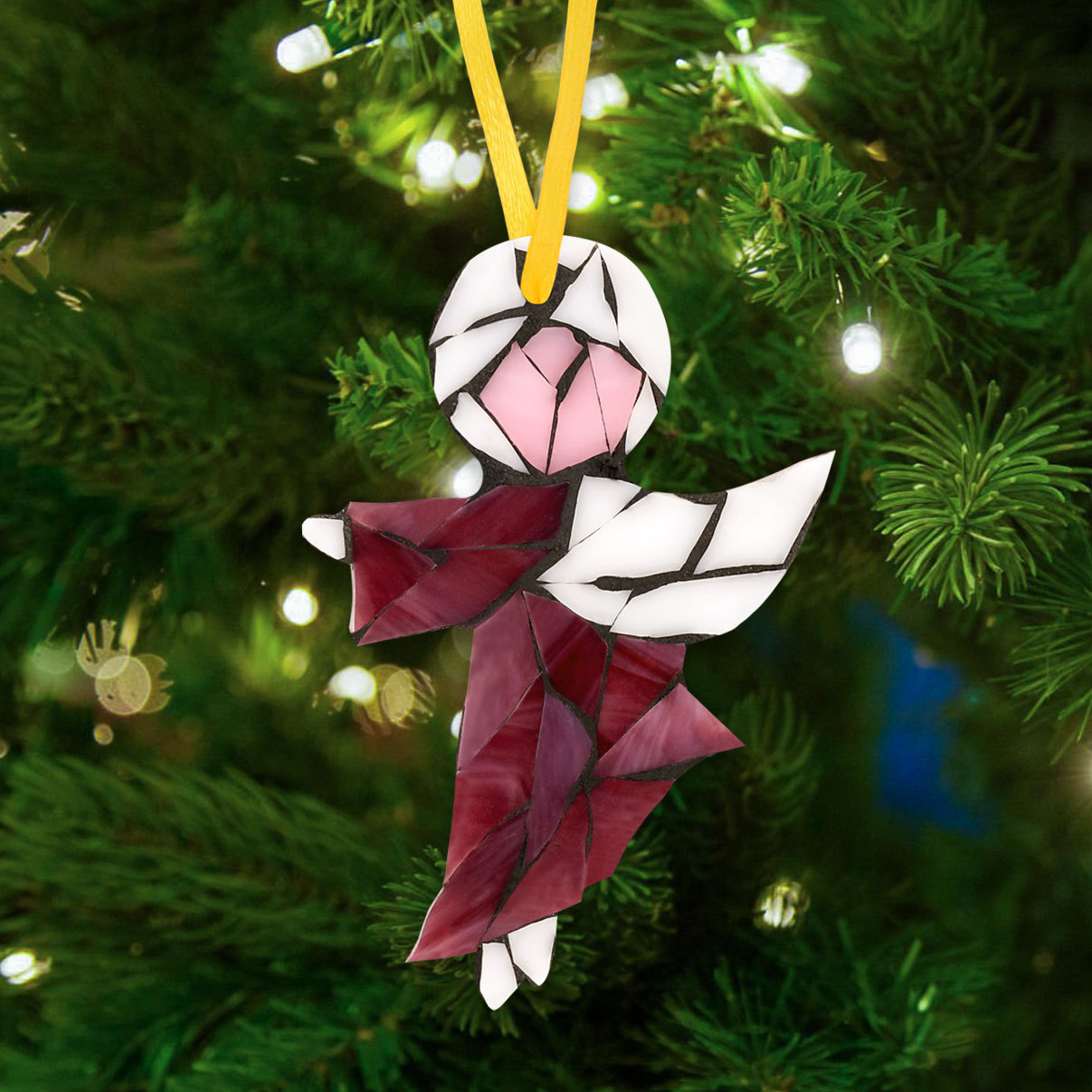 Purple Angel Christmas Ornaments Glass Mosaic Kit