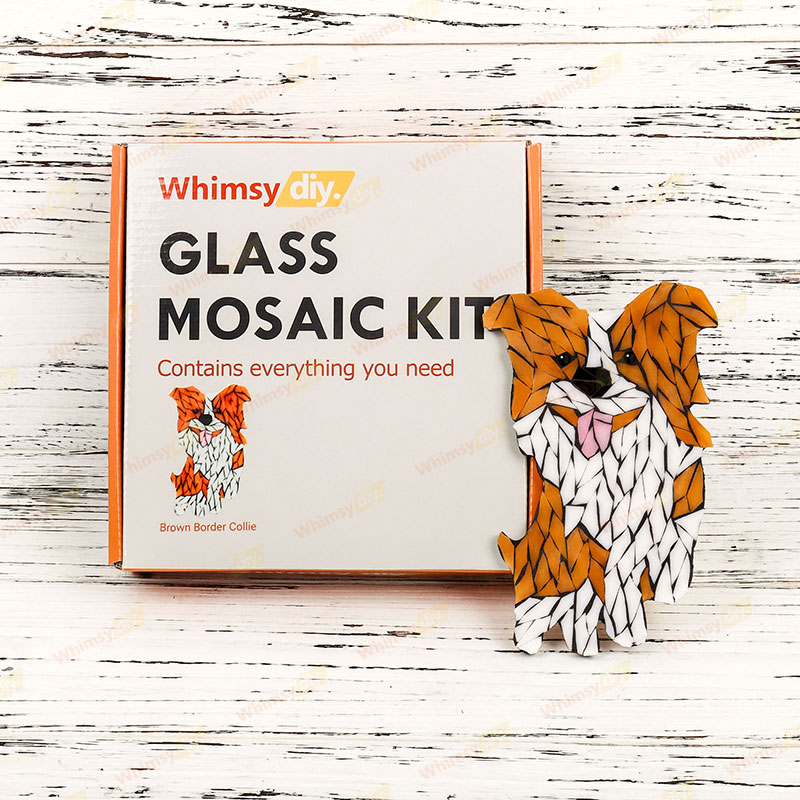 Brown Border Collie Glass Mosaic Kit
