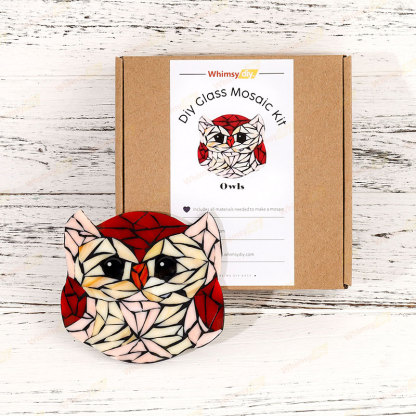 Owl Glass Mosaic Kit for All Skill Levels | DIY Arts & Crafts Kit for Adults