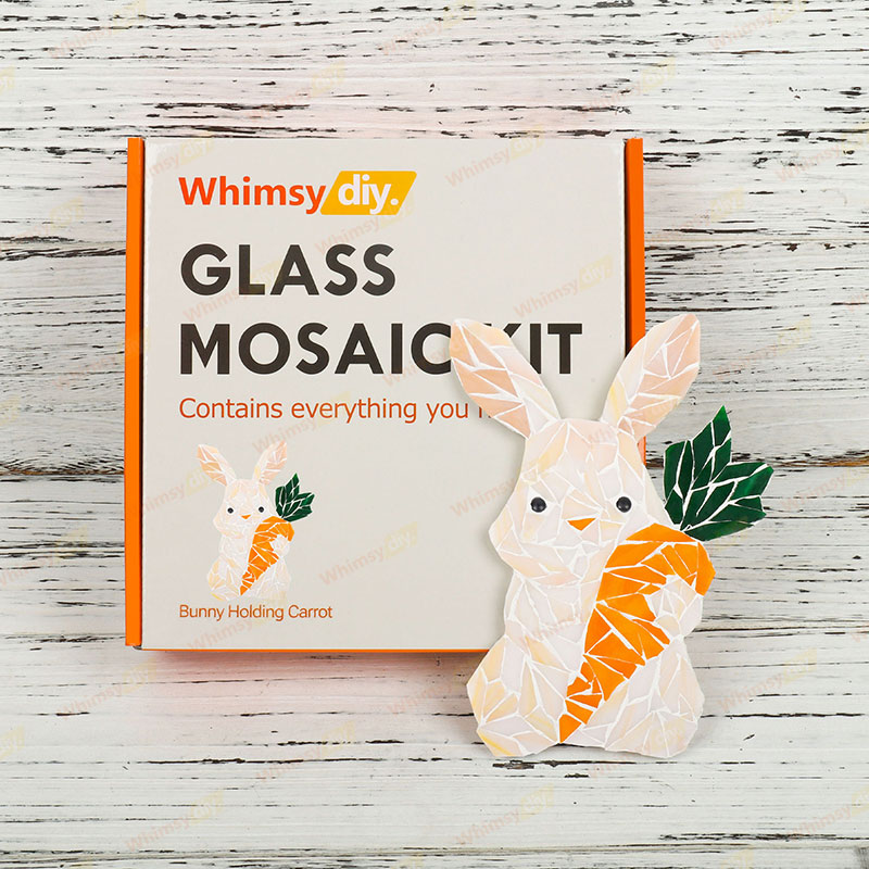 Whimsy DIY Bunny Holding Carrot Glass Mosaic Kit Puzzles