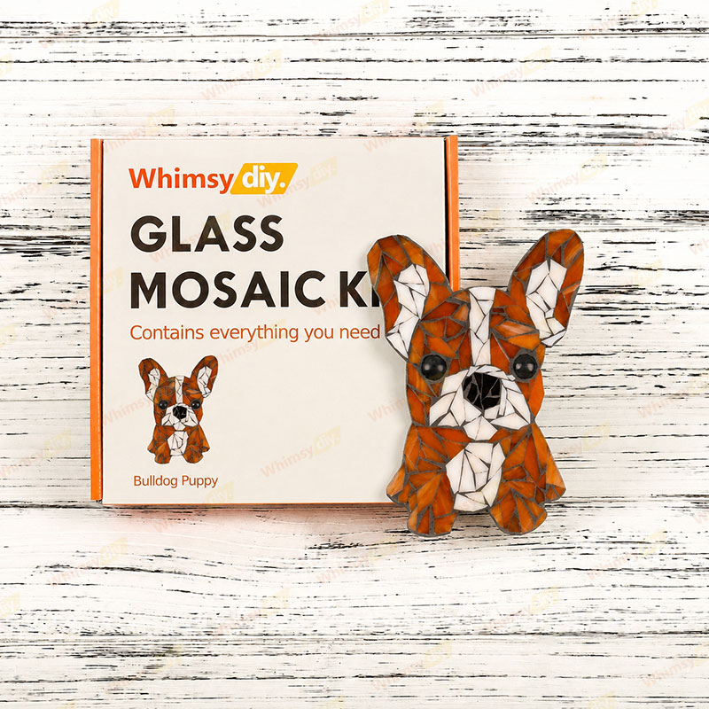 Whimsy DIY Bulldog Puppy Glass Mosaic Kit Puzzles