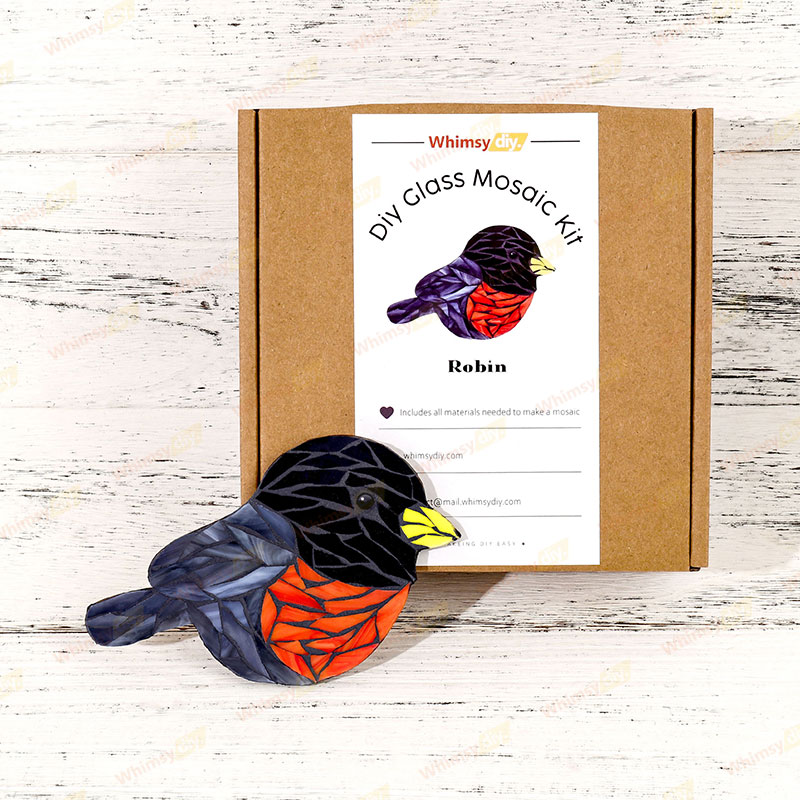 Robin Glass Mosaic Kit | DIY Arts & Crafts Kit for Adults