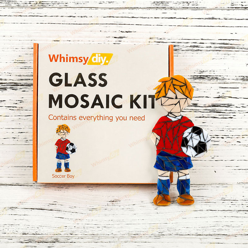 Whimsy DIY Soccer Boy Glass Mosaic Kit Puzzles