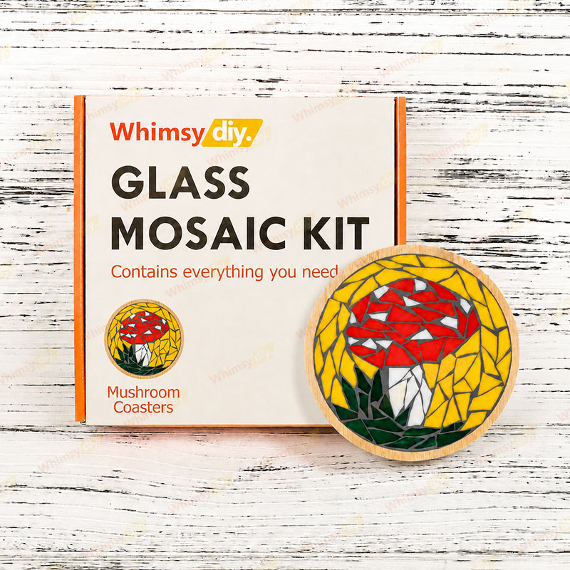 Whimsy DIY Mushroom Coaster Glass Mosaic Kit Puzzles