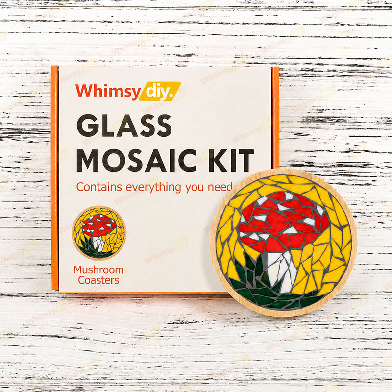 Whimsy DIY Mushroom Coaster Glass Mosaic Kit Puzzles