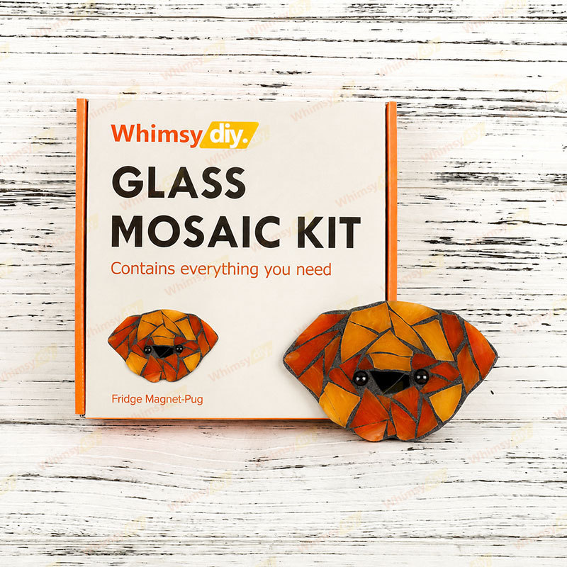 Whimsy DIY Fridge Magnet- Pug Dog Glass Mosaic Kit Puzzles