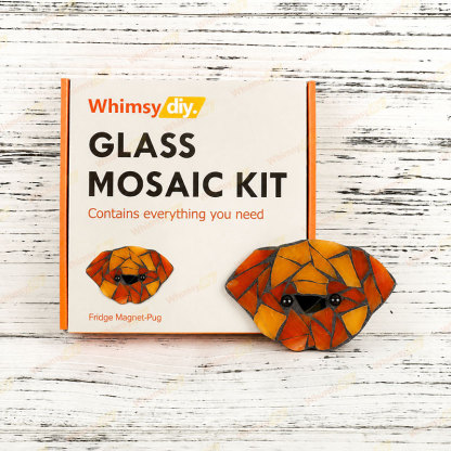 Whimsy DIY Fridge Magnet- Pug Dog Glass Mosaic Kit Puzzles