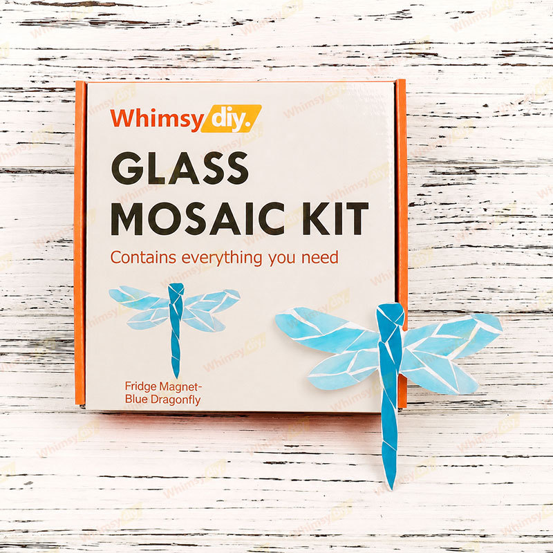 Whimsy DIY Fridge Magnet- Blue Dragonfly Glass Mosaic Kit Puzzles