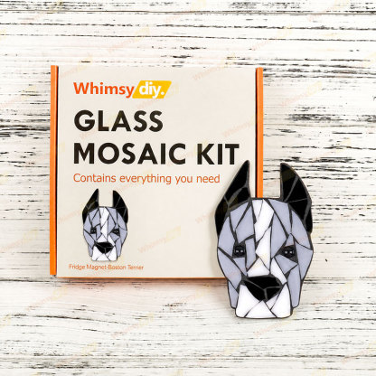 Whimsy DIY Fridge Magnet- Boston Terrier Glass Mosaic Kit Puzzles
