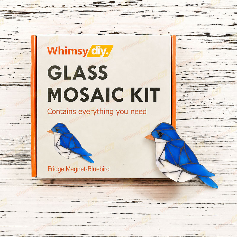 Whimsy DIY Fridge Magnet- Bluebird  Glass Mosaic Kit Puzzles