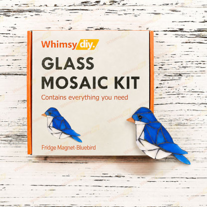 Whimsy DIY Fridge Magnet- Bluebird  Glass Mosaic Kit Puzzles