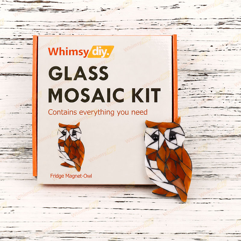 Whimsy DIY Fridge Magnet- Owl Glass Mosaic Kit Puzzles
