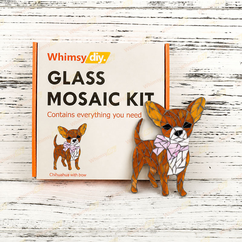Whimsy DIY Chihuahua Dog with Bow Glass Mosaic Kit Puzzles