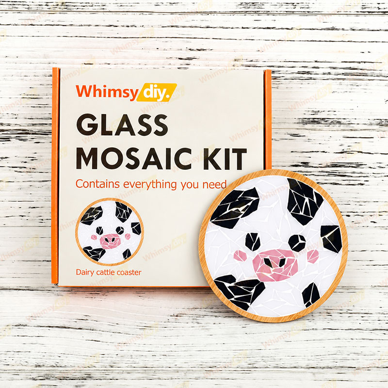 Whimsy DIY Dairy Cattle Coaster Glass Mosaic Kit Puzzles