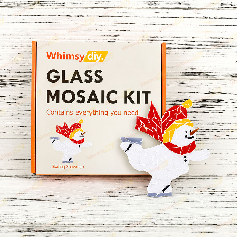 Whimsy DIY Skating Snowman Glass Mosaic Kit Puzzles