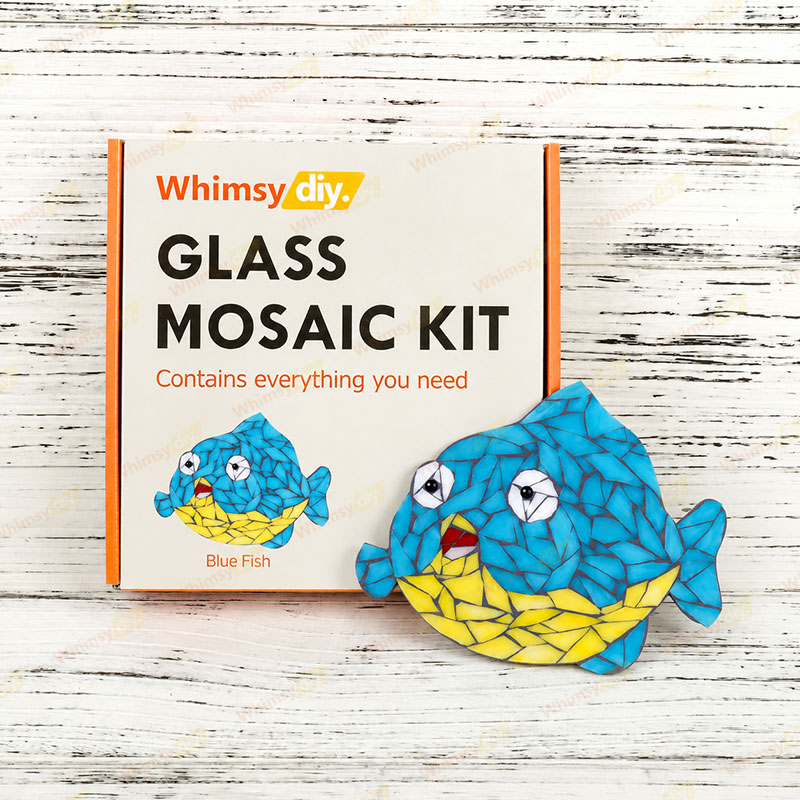 Whimsy DIY Blue Fish Glass Mosaic Kit Puzzles
