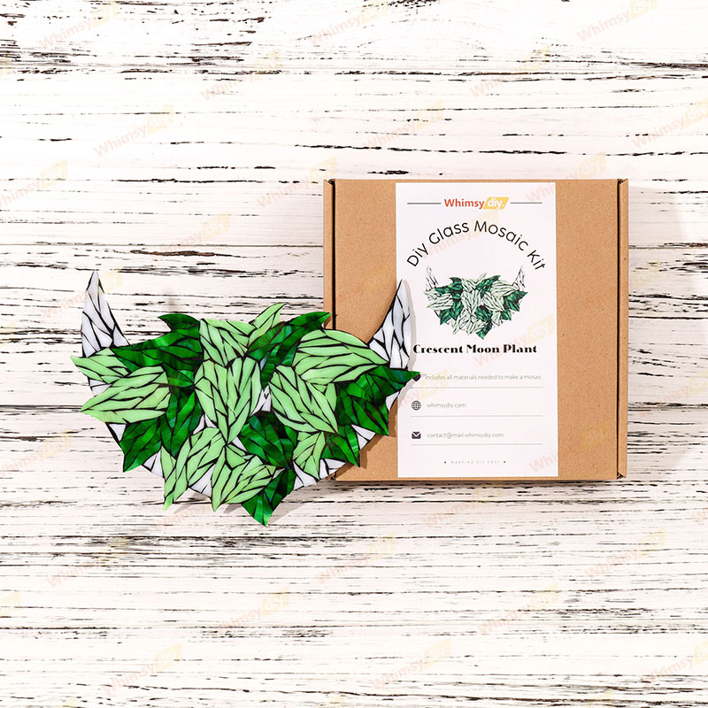 Crescent Moon Botanical Stained Glass Mosaic Kit