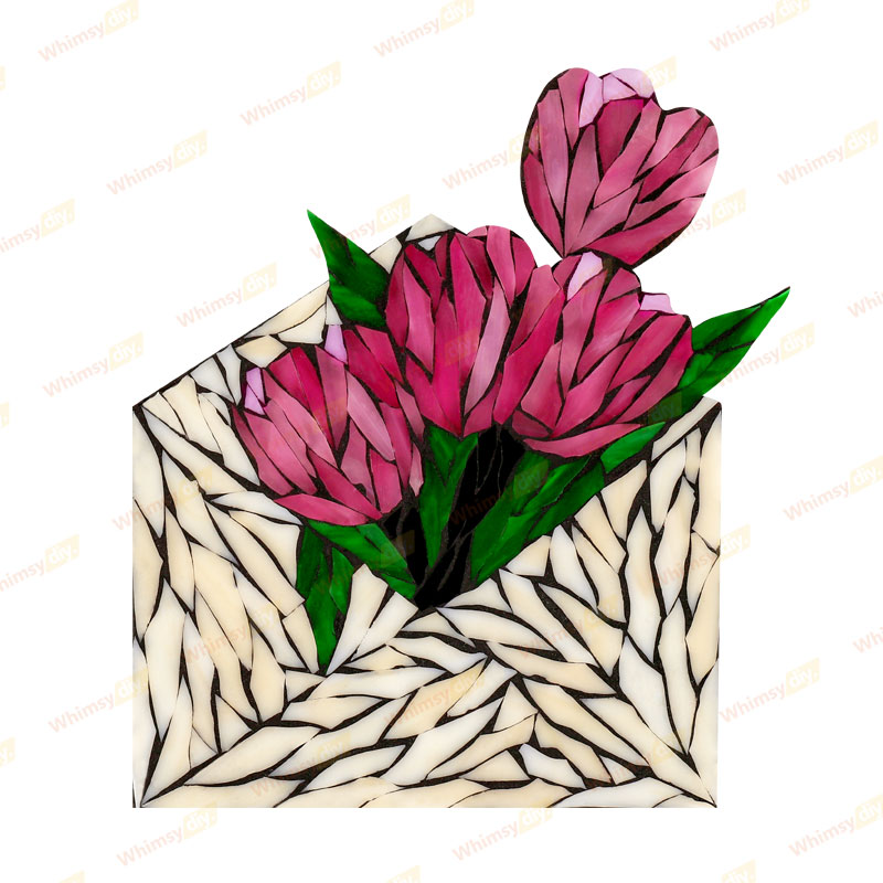 Envelope Tulip Stained Glass Mosaic Kit - Pink