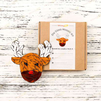 Rudolf The Reindeer Style-2 Glass Mosaic Kit-Ships on 8/10