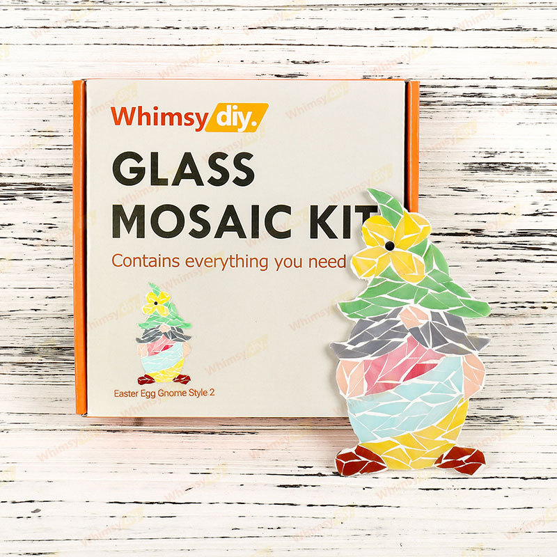 Whimsy DIY Easter Egg Gnome Style 2 Glass Mosaic Kit Puzzles