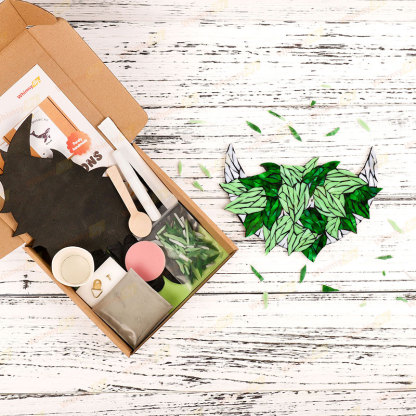 Crescent Moon Botanical Stained Glass Mosaic Kit