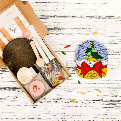Christmas Tree Snow Globe Glass Mosaic Kit