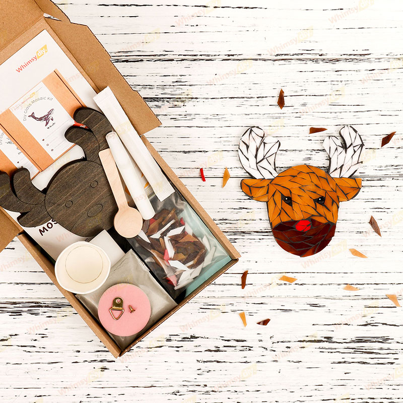 Rudolf The Reindeer Style-2 Glass Mosaic Kit-Ships on 8/10