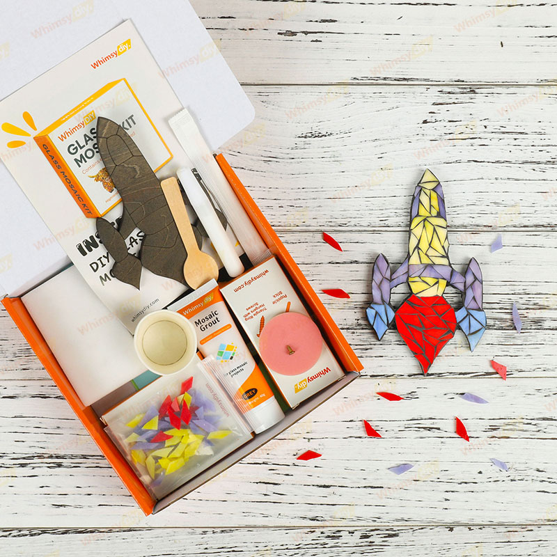 Whimsy DIY Retro Rocket-Style 2 Glass Mosaic Kit Puzzles
