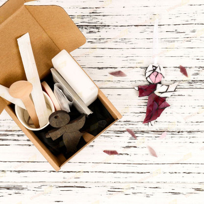 Purple Angel Christmas Ornaments Glass Mosaic Kit