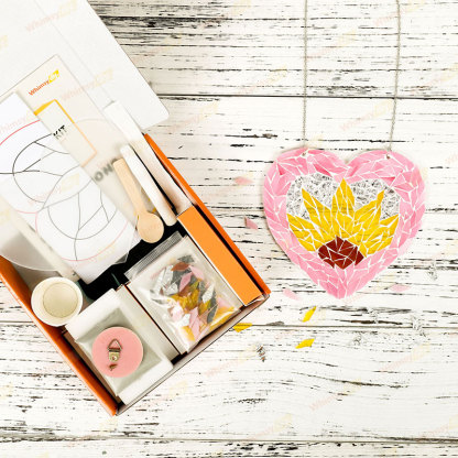 Whimsy DIY Sunflower Heart Glass Mosaic Kit Puzzles
