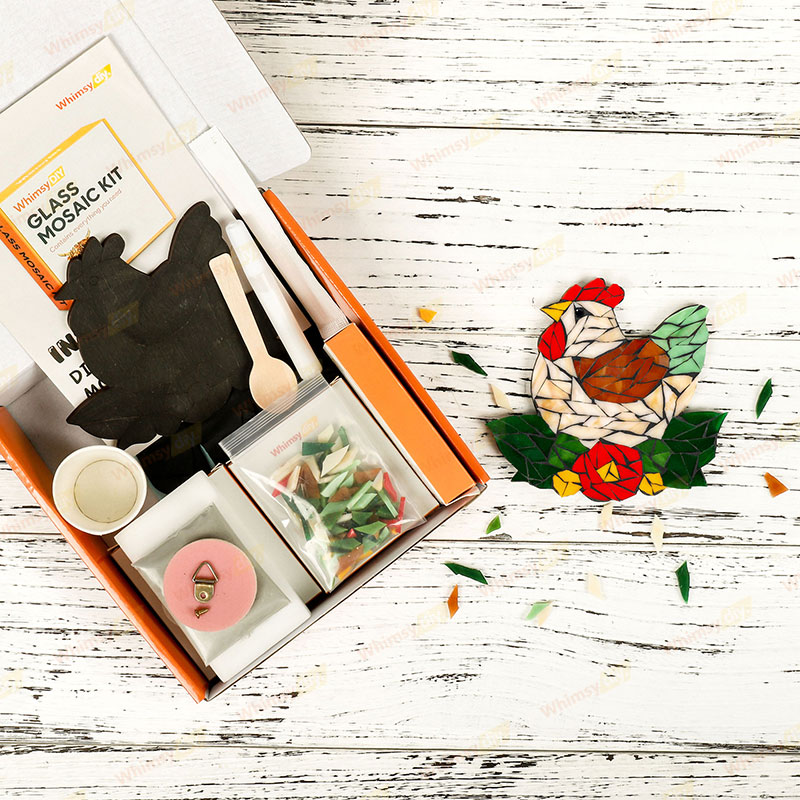 Whimsy DIY Hen with Flowers Glass Mosaic Kit Puzzles