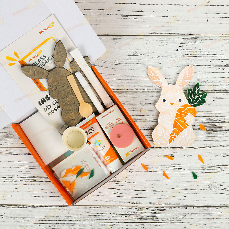 Whimsy DIY Bunny Holding Carrot Glass Mosaic Kit Puzzles