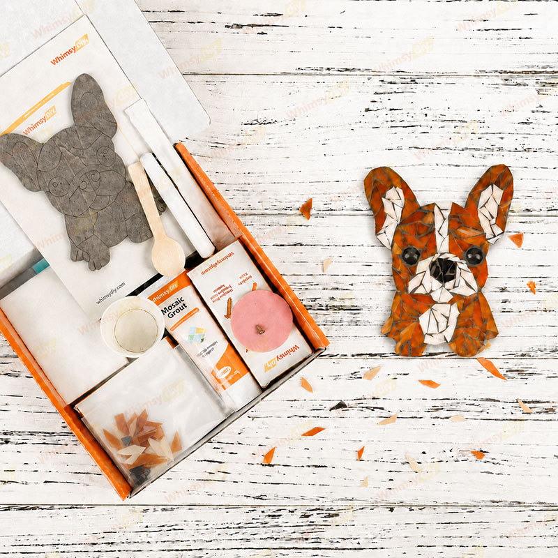 Whimsy DIY Bulldog Puppy Glass Mosaic Kit Puzzles