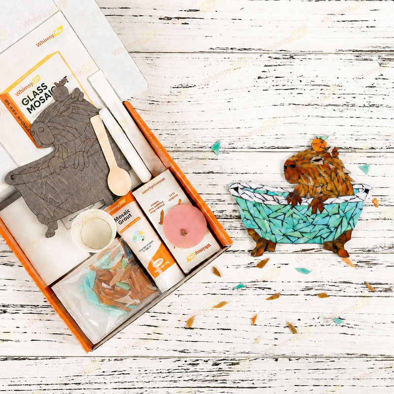 Whimsy DIY Capybara In Bathtub Glass Mosaic Kit Puzzles