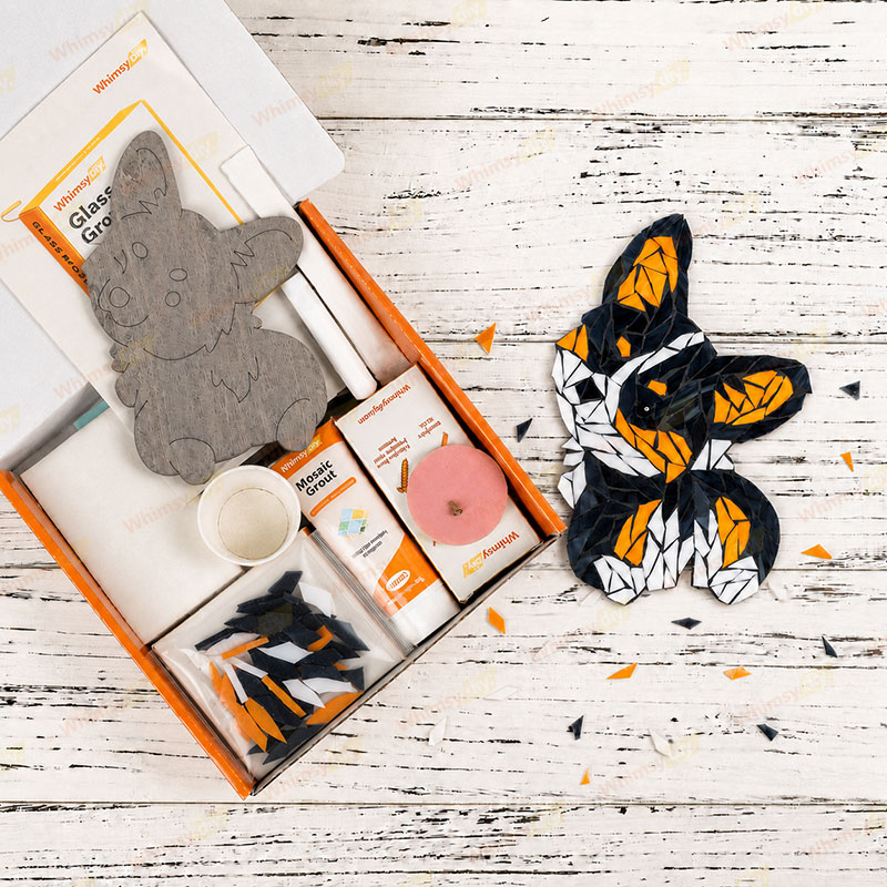 Whimsy DIY tri-color corgi Glass Mosaic Kit Puzzles
