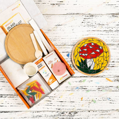 Whimsy DIY Mushroom Coaster Glass Mosaic Kit Puzzles