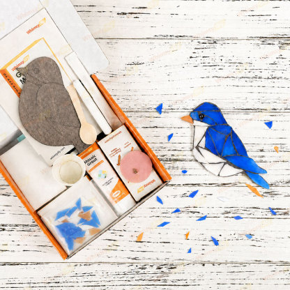 Whimsy DIY Fridge Magnet- Bluebird  Glass Mosaic Kit Puzzles