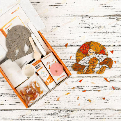 Whimsy DIY Mushroom Glass Mosaic Kit Puzzles