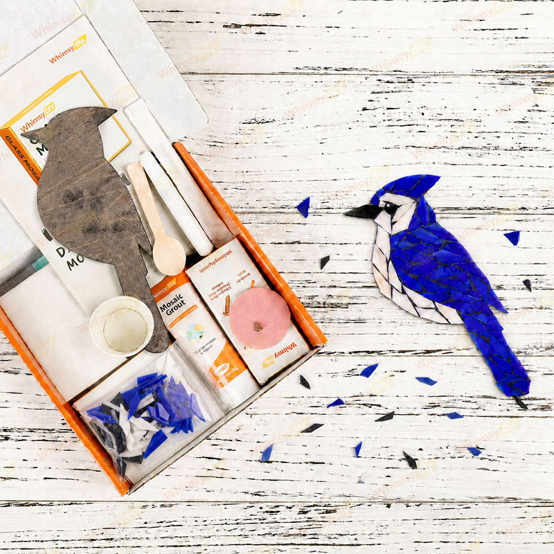 Whimsy DIY Blue Jay Glass Mosaic Kit Puzzles