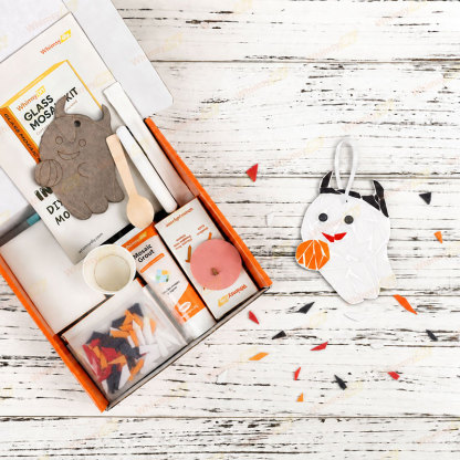Whimsy DIY Pumpkin Ghost pendant Glass Mosaic Kit Puzzles