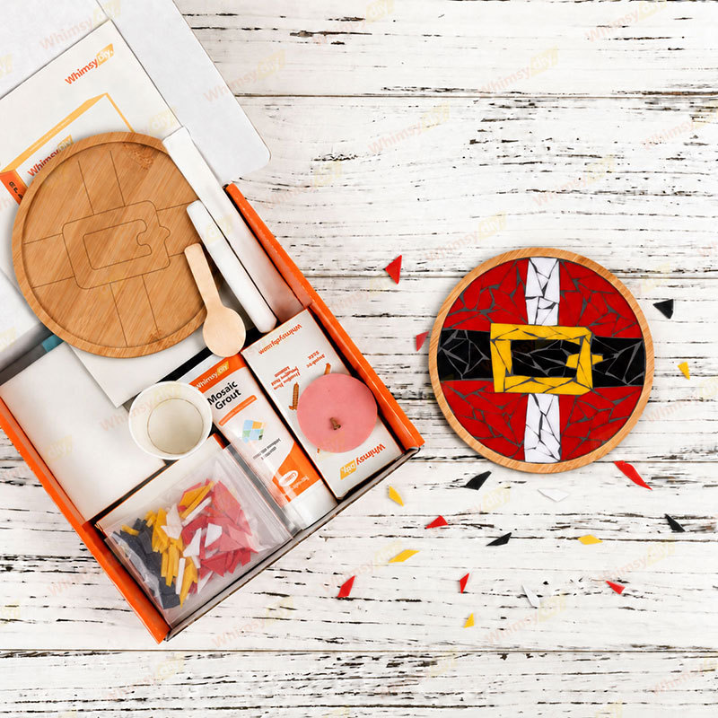 Whimsy DIY Santa Belt Coaster Glass Mosaic Kit Puzzles