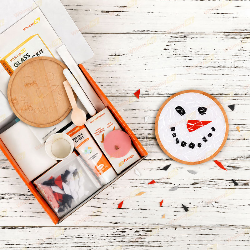 Whimsy DIY Snowman Coaster Glass Mosaic Kit Puzzles